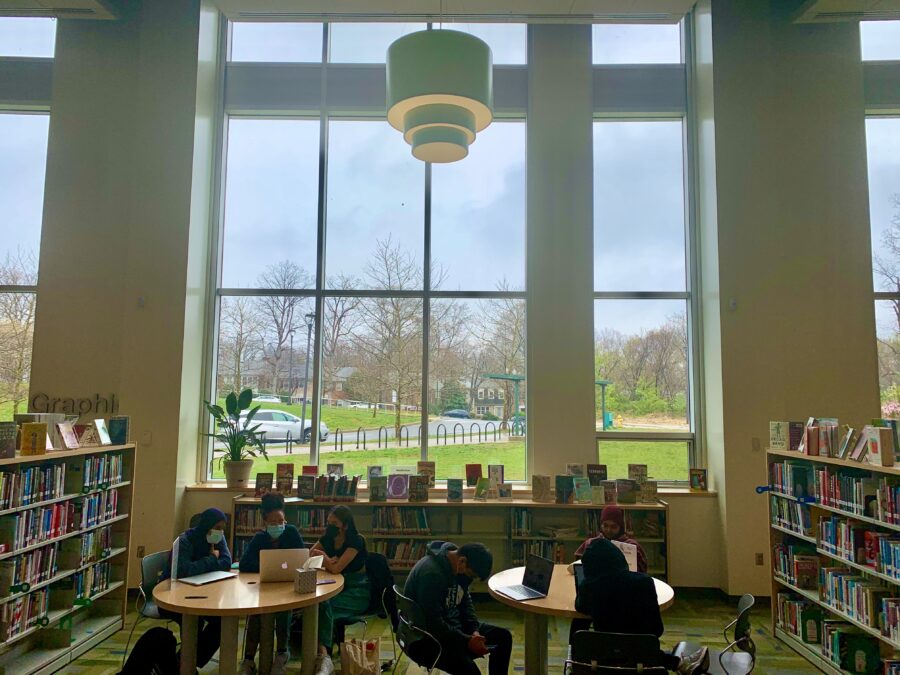 Sinh viên làm việc trong thư viện