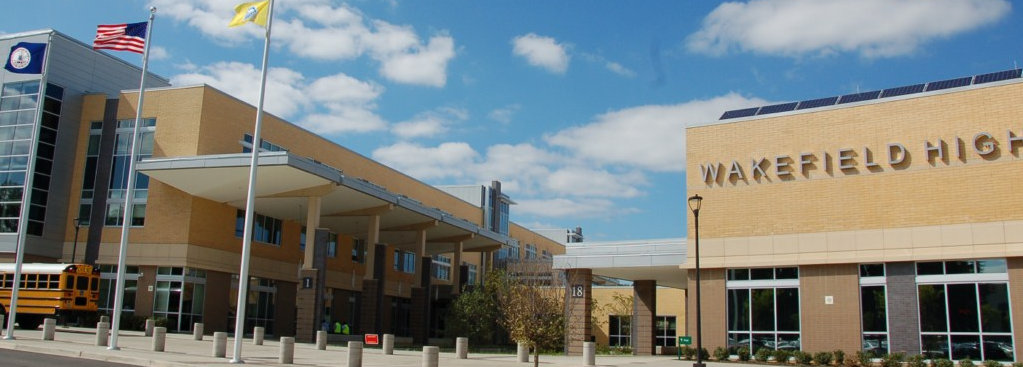 Wakefield High School sign from front of the building.