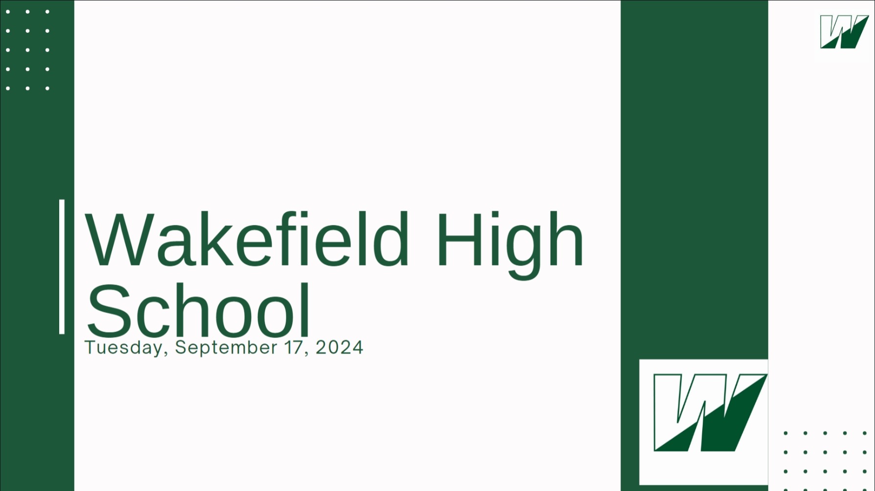 Wakefield High School text on a presentation slide.