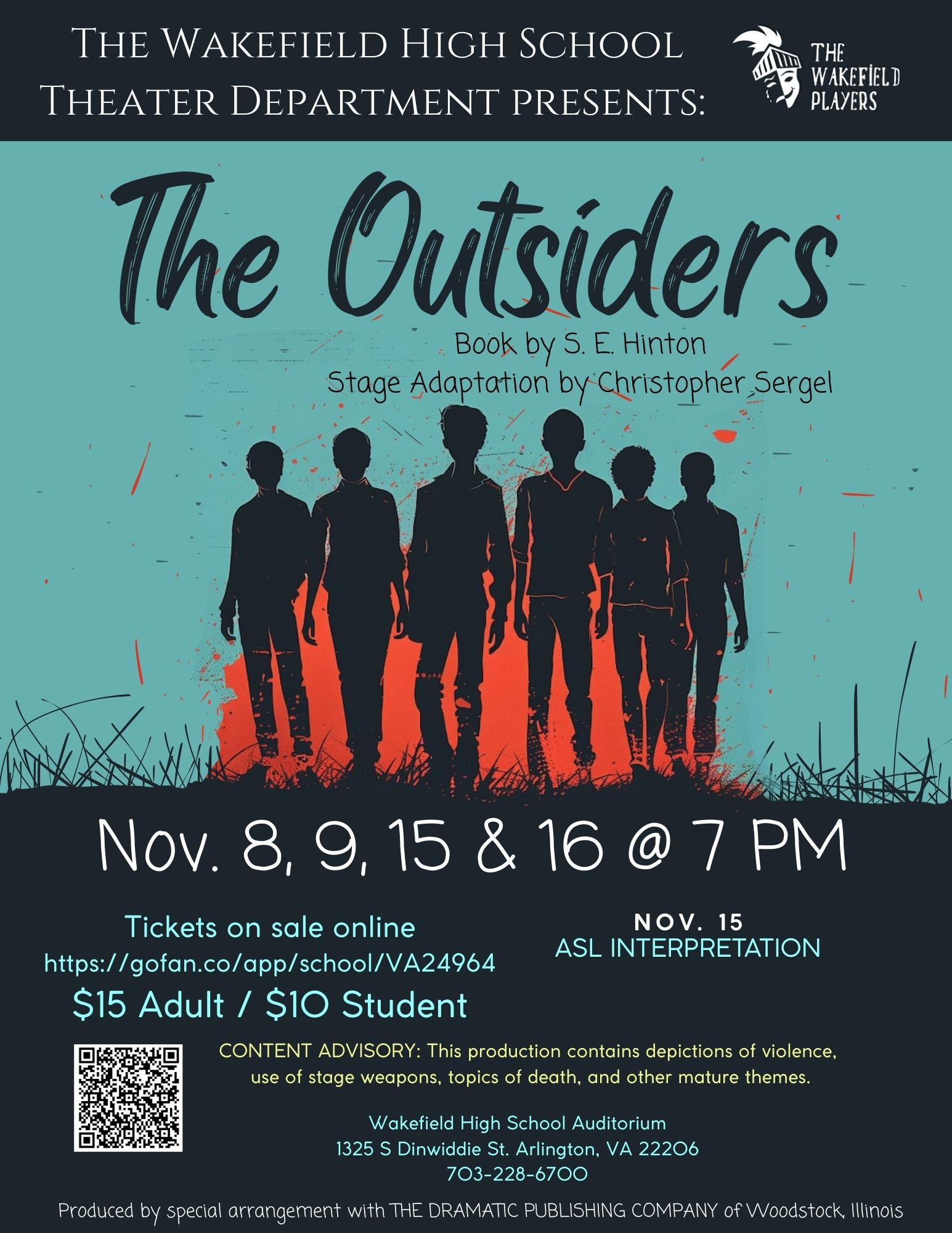 Flyer of the theater production The Outsiders.